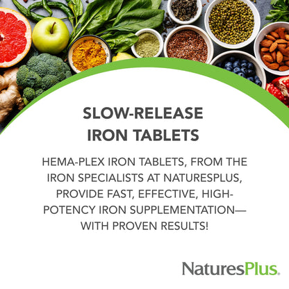 NaturesPlus Hema-Plex Iron - 85 mg Chelated Iron | 30 Servings