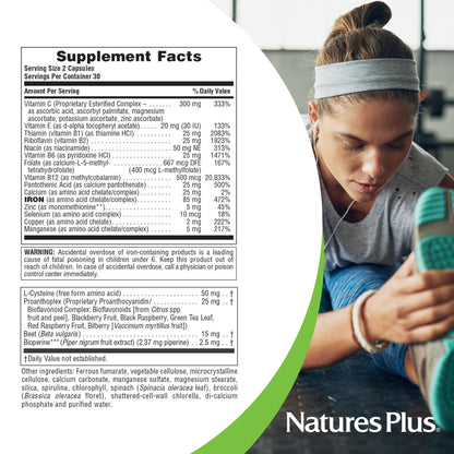 NaturesPlus Hema-Plex Iron - 85 mg Chelated Iron + Vitamin C | Vegan & Gluten Free