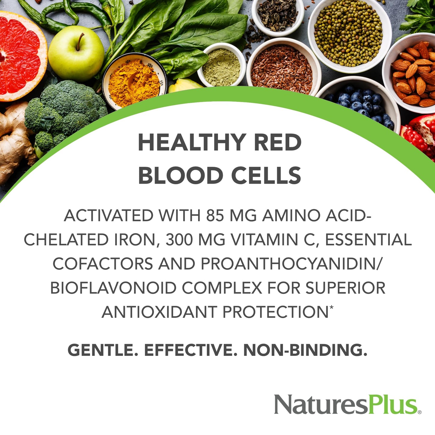 NaturesPlus Hema-Plex Iron - 85 mg Chelated Iron + Vitamin C | Vegan & Gluten Free