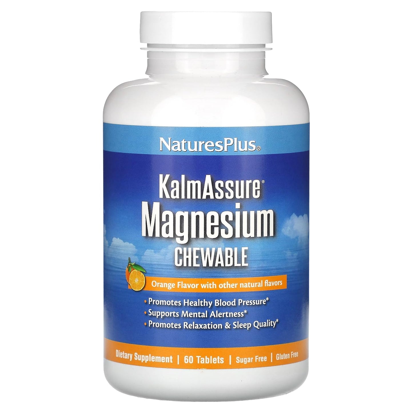 NaturesPlus KalmAssure Magnesium Chewable Orange – 60 Tablets | Relaxation & Mental Alertness