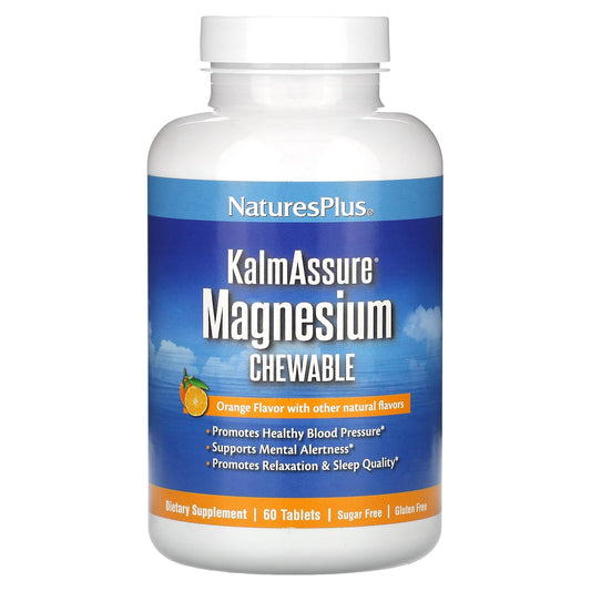 NaturesPlus KalmAssure Magnesium Chewable Orange – 60 Tablets | للاسترخاء واليقظة الذهنية