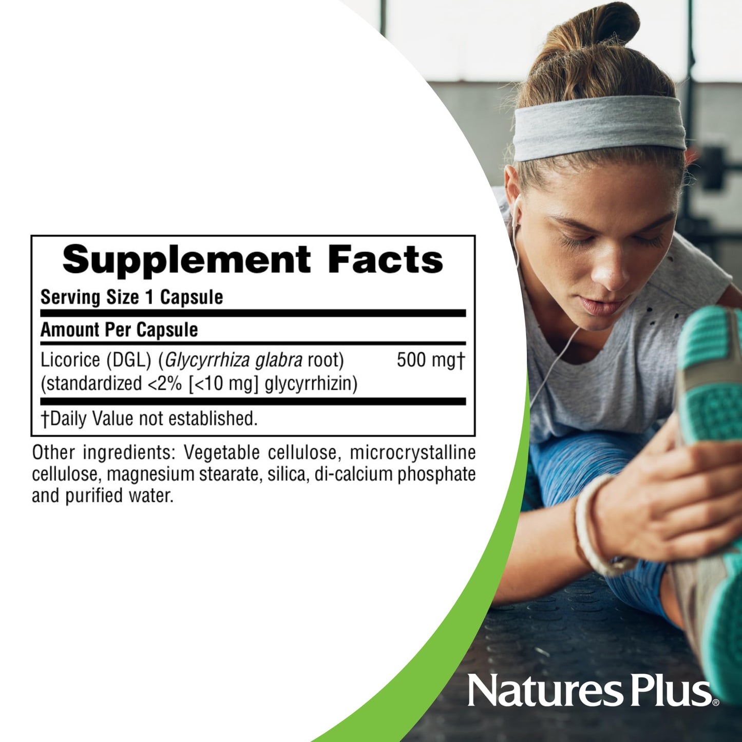 NaturesPlus Herbal Actives Licorice DGL Capsules 500mg | 60 Vegan Servings