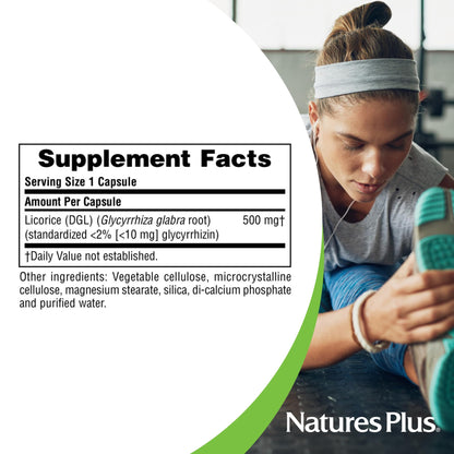 NaturesPlus Herbal Actives Licorice DGL Capsules 500mg | 60 Vegan Servings