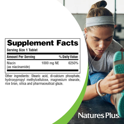 NaturesPlus Niacinamide 1000 mg SR – 90 Tablets | High-Potency Vitamin B3 (Vegetarian, Gluten Free)