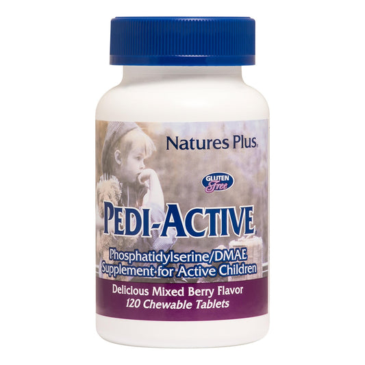 NaturesPlus Pedi-Active LECI-PS DMAE Complex – 120 قرص للمضغ (توت مشكل) – صحة الدماغ والتركيز للأطفال