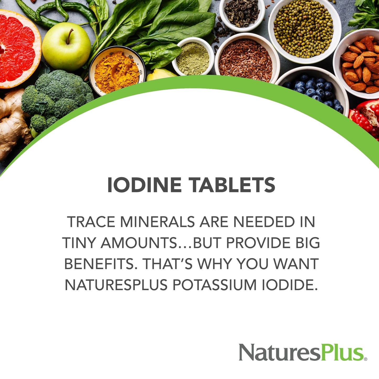 NaturesPlus Potassium Iodide 150 mcg - 100 Vegan Tablets | Thyroid & Respiratory Support