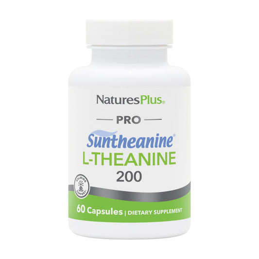 NaturesPlus PRO Suntheanine L-Theanine - 60 كبسولة | يقظة هادئة واسترخاء وراحة | غير معدّل وراثيًا، نباتي وخالٍ من الغلوتين