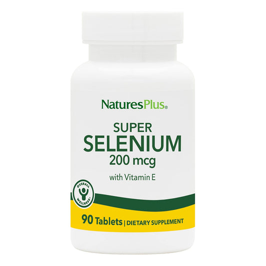 NaturesPlus Super Selenium Complex - 200 مكجم، 90 قرصًا نباتيًا | دعم الغدة الدرقية ومضاد للأكسدة