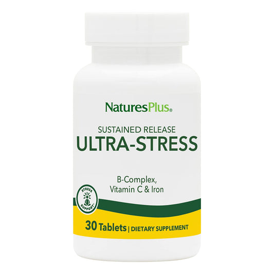 NaturesPlus Ultra-Stress مع الحديد | 30 قرصًا نباتيًا | تخفيف التوتر