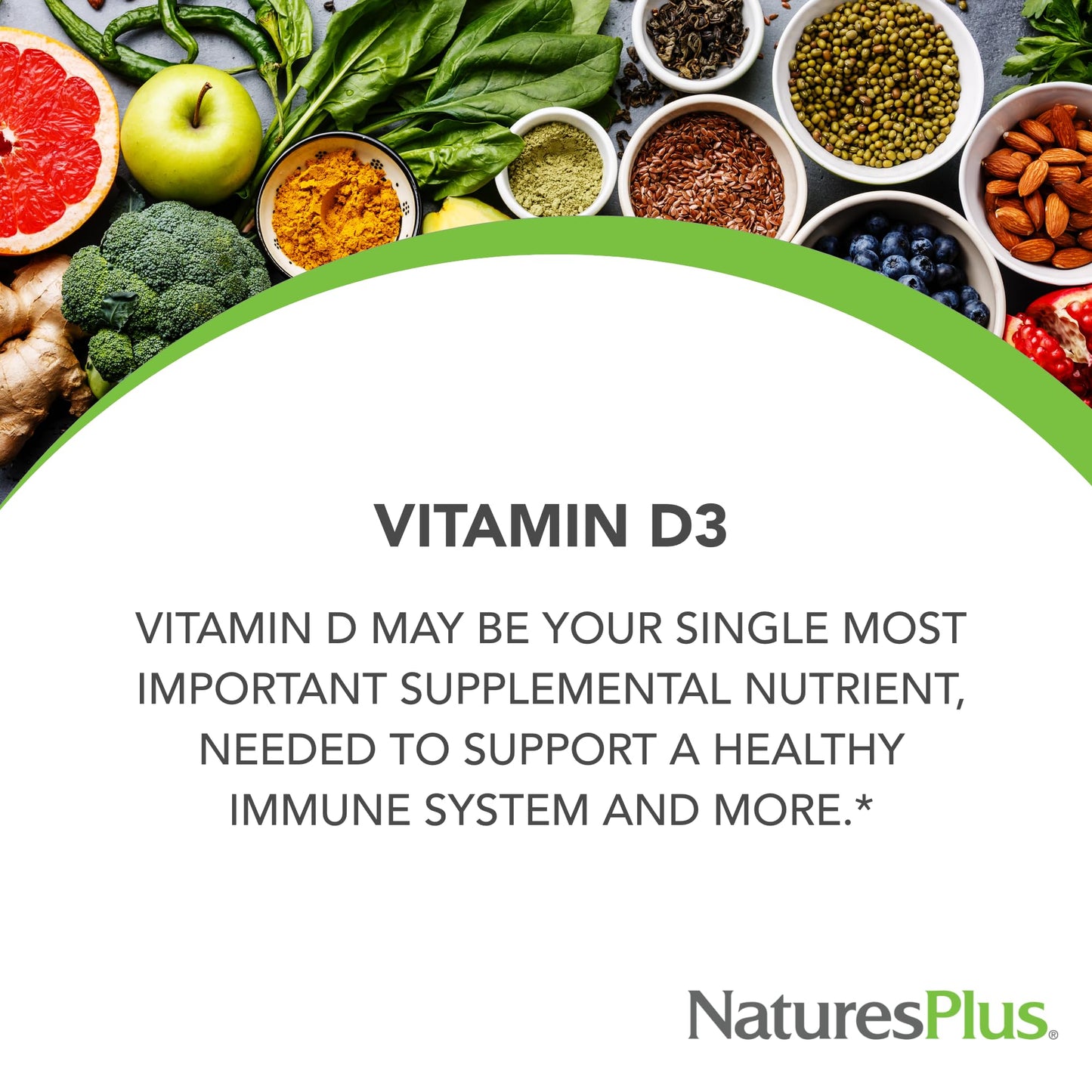 NaturesPlus Vitamin D3 400 IU - 90 Vegetarian Tablets | Bone, Heart & Immune Support