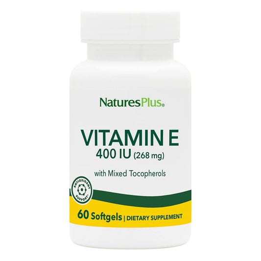 NaturesPlus فيتامين هـ 400 وحدة دولية د-توكوفيرول - 60 كبسولة هلامية | خالٍ من الغلوتين، نباتي