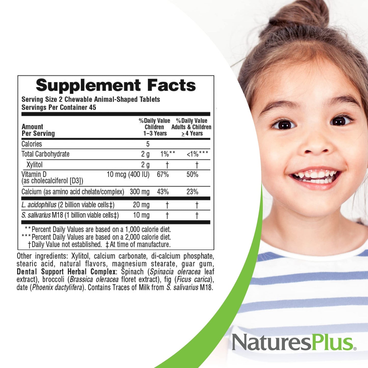 NaturesPlus Animal Parade Tooth Fairy Chewables – Natural Vanilla, 90 Animal-Shaped Tablets