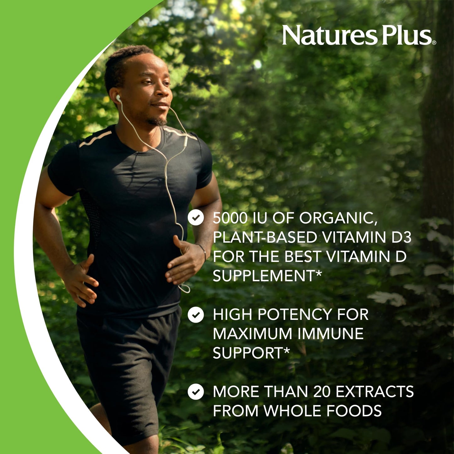NaturesPlus Source of Life Garden Vitamin D3 5000 IU – 60 Vegan Capsules | Organic Plant-Based, Gluten-Free