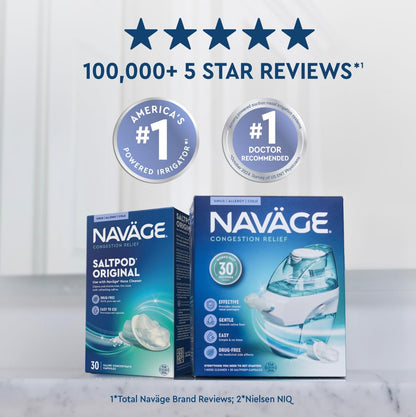 Navage SaltPod Bundle – 90 Saline Pods for Nasal Irrigation | Fast, Gentle Relief