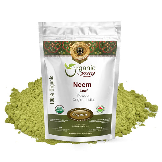 ORGANIC WAY Polvere di foglie di Neem – Certificata Biologica e Kosher | Non OGM e Senza Glutine | Certificata USDA | Origine India | 8 oz