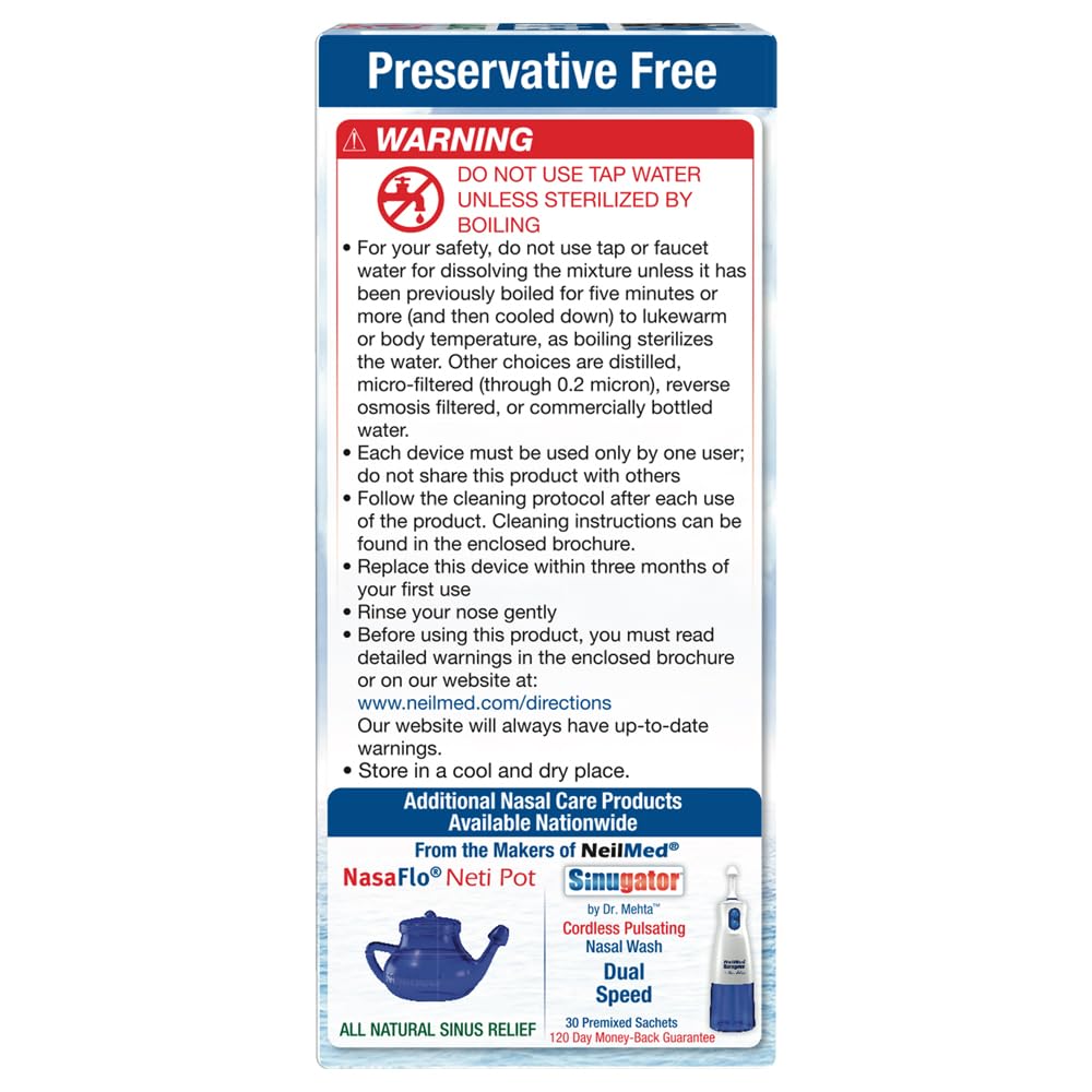 NeilMed Sinus Rinse Premixed Packets 100 Count – Isotonic & Hypertonic Saline Solutions