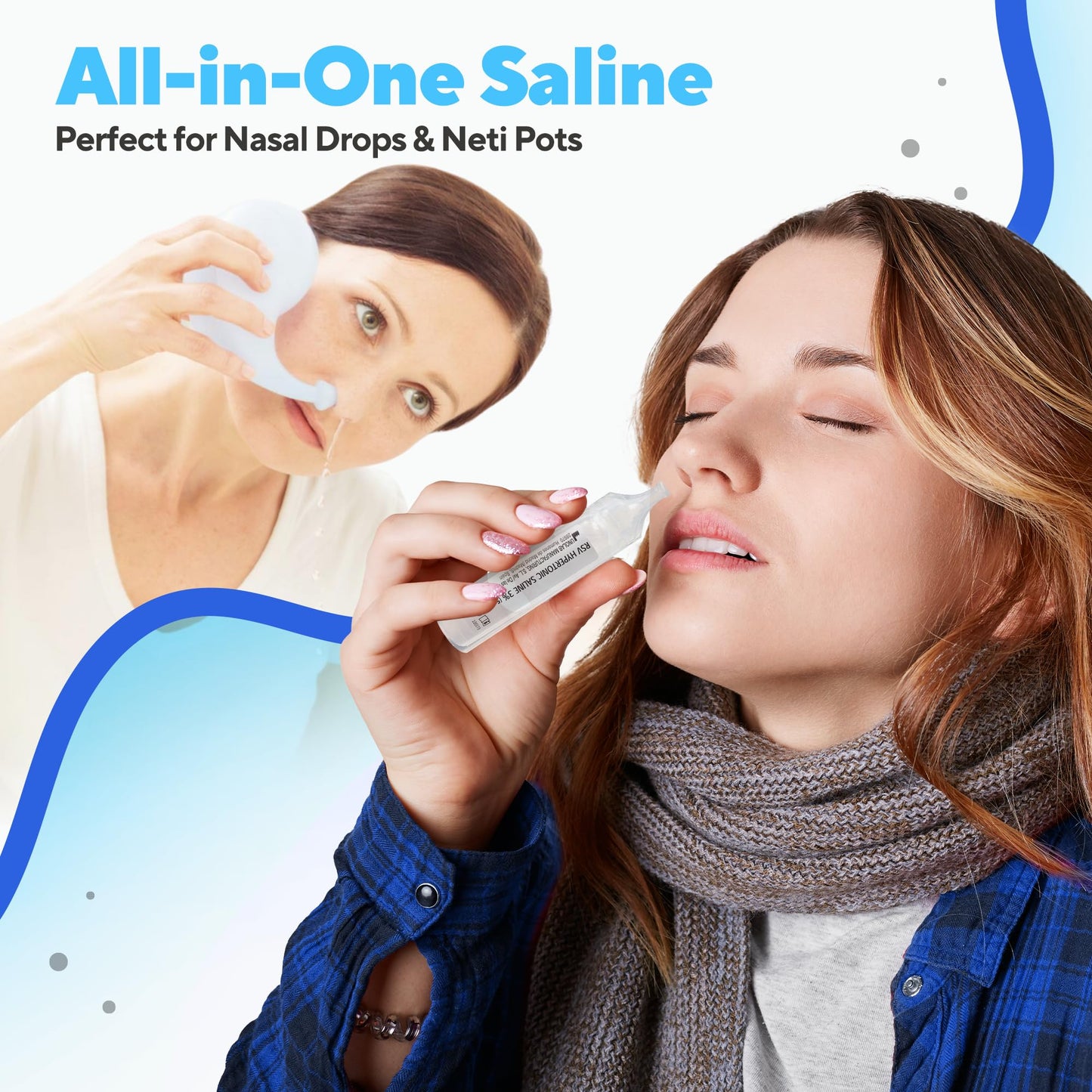 NAVEH PHARMA 3% Saline Solution – 5ml Ampoules, 25-Unit Box for Nasal & Eye Care