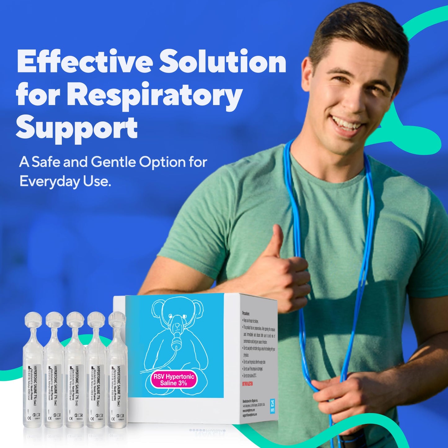 NAVEH PHARMA 3% Saline Solution – 5ml Ampoules, 25-Unit Box for Nasal & Eye Care