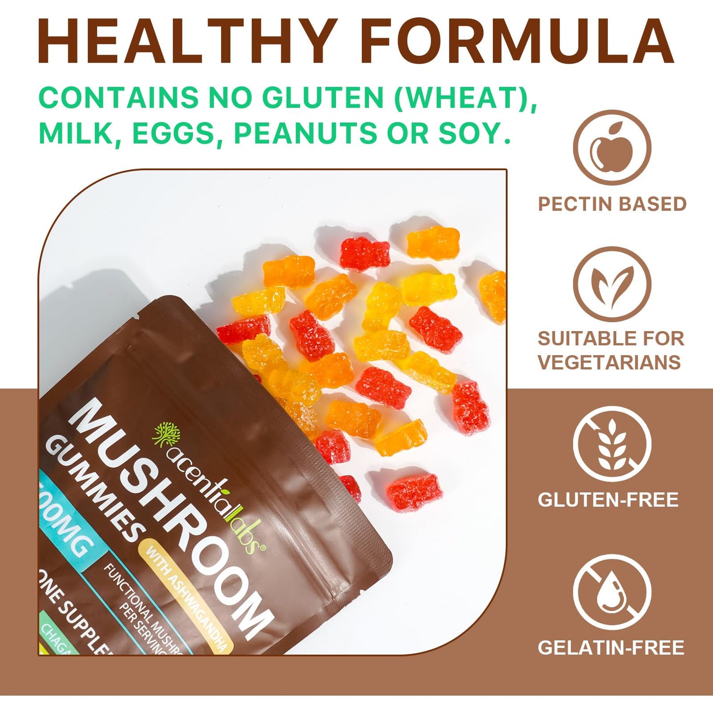 Newseel Lions Mane Mushroom Gummies – Reishi & Cordyceps, Energy & Immunity (80 Gummies)