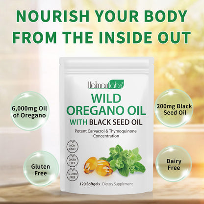 Newseel Oil of Oregano with Black Seed Oil – Organic Oregano Oil Softgels, Non-GMO, Gluten Free | 120 Capsules