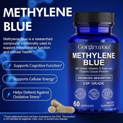 NKKOBSLE Methylene Blue Capsules – USP Grade 1% for Brain Health
