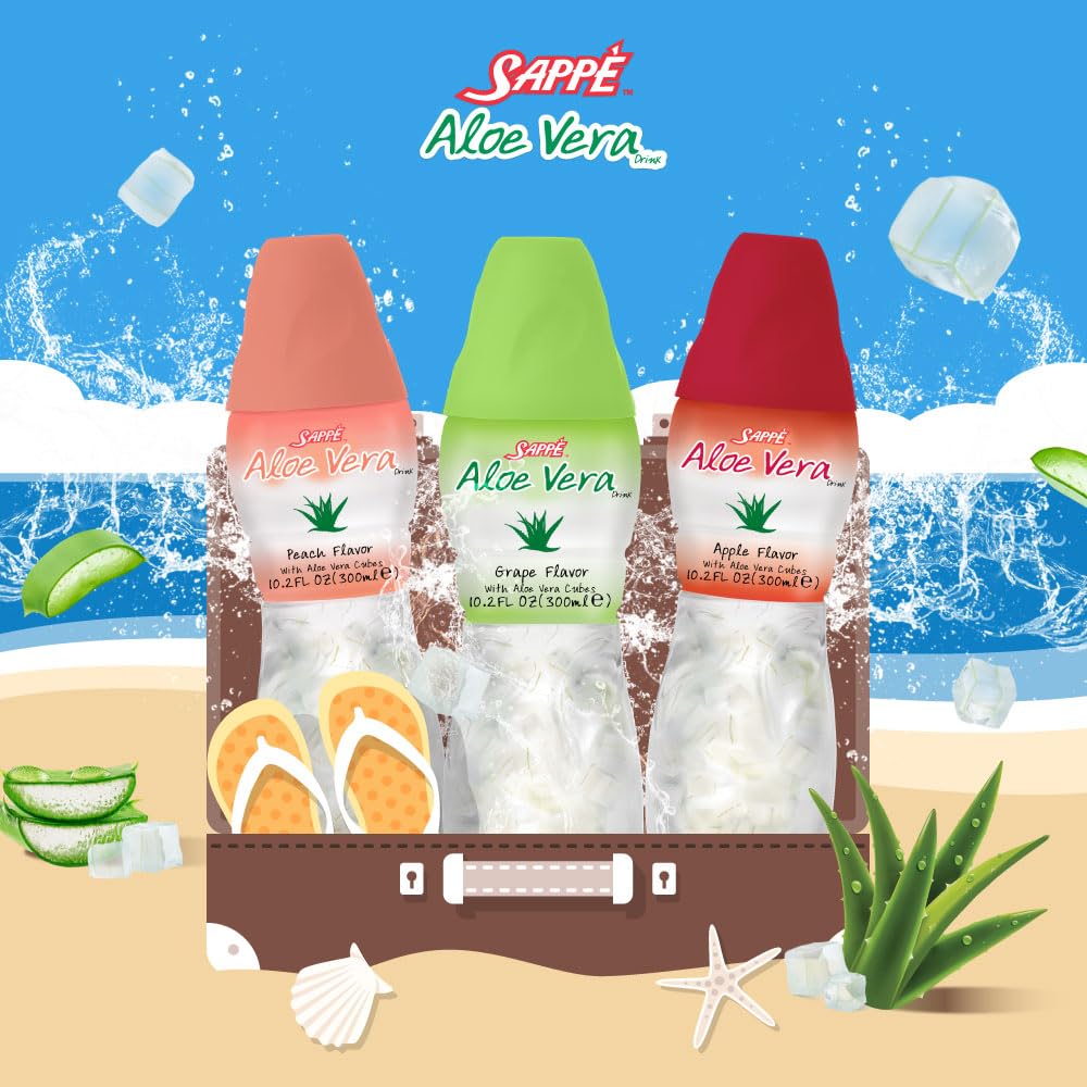 Aloe Vera Juice (Peach) with Chunky Pulp – 6 Packs | Plant-Based Hydration