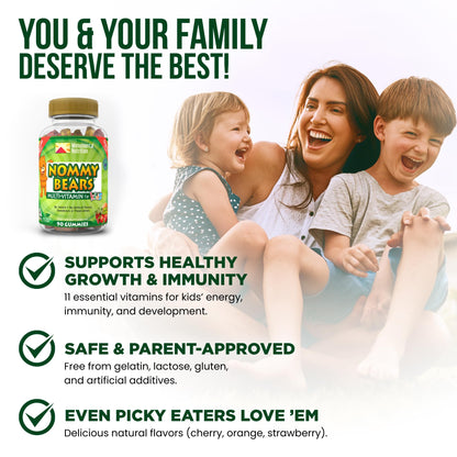 Nommy Bears Multivitamin Gummies - Gelatin-Free, Gluten-Free, Vegetarian