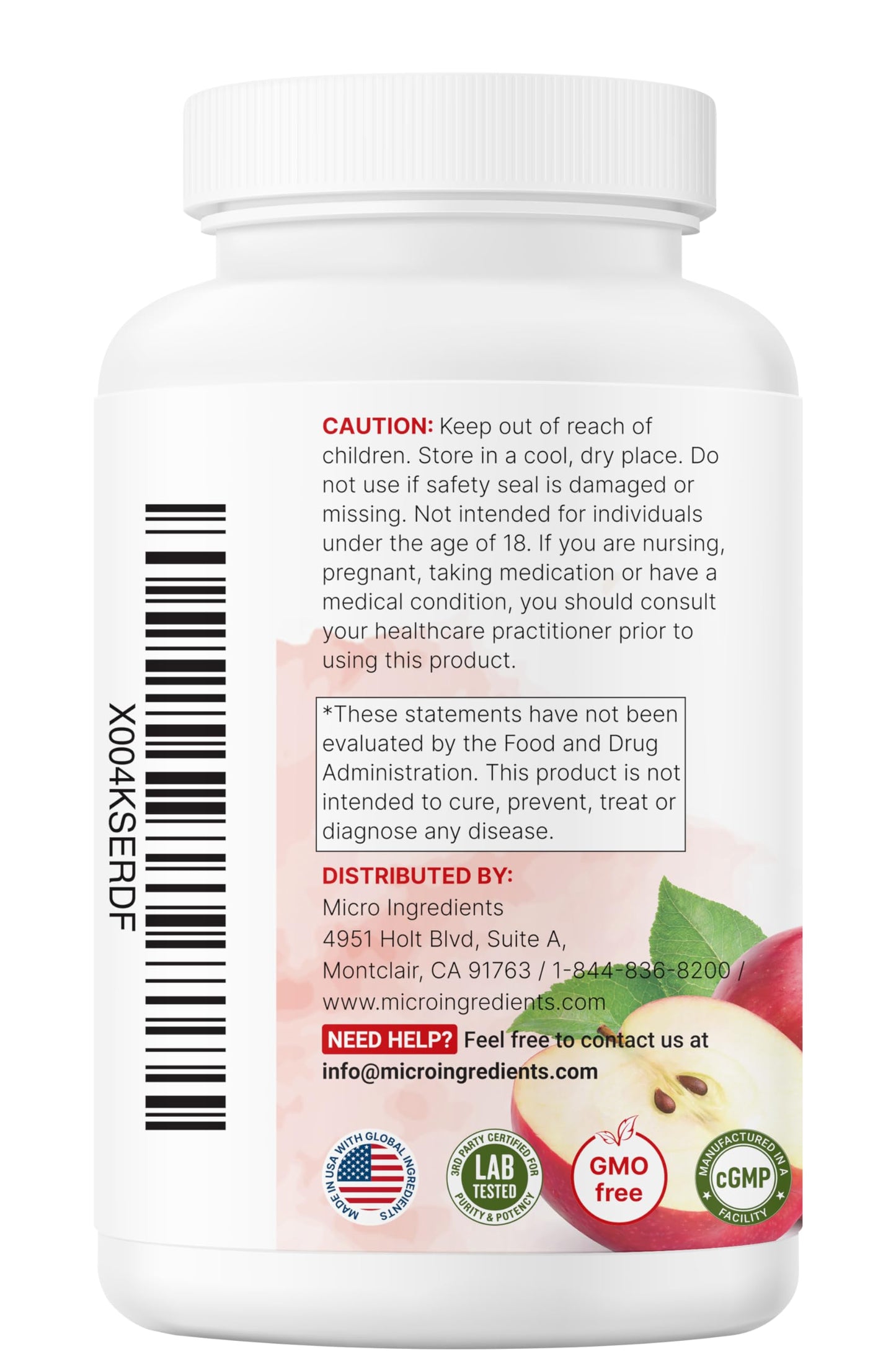 Micro Ingredients Apple Cider Vinegar Capsules – 4,800mg per Serving, 300 Caps | Immune & Digestion Support