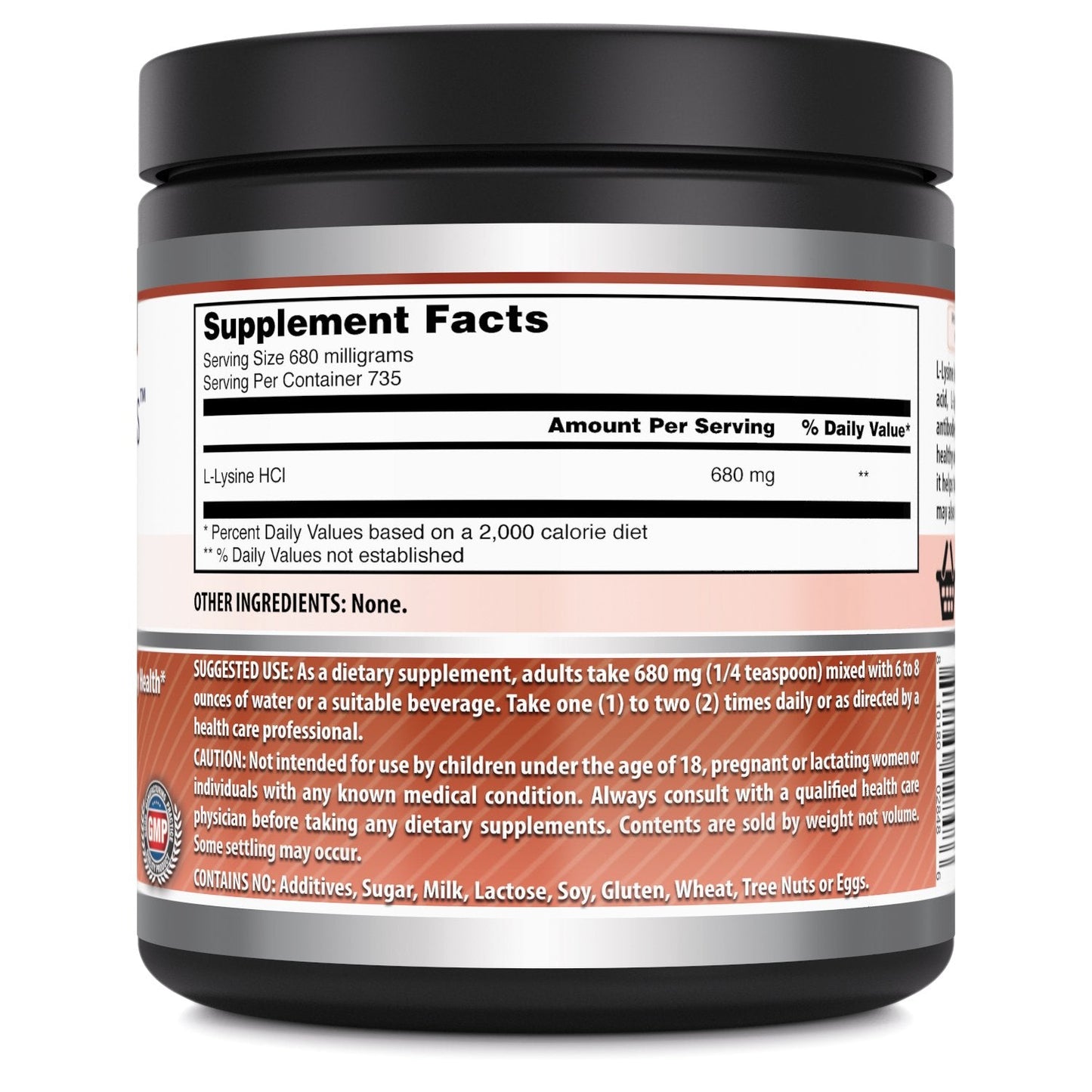 Amazing Formulas L-Lysine Powder 680mg – Non-GMO, Gluten Free (500g)