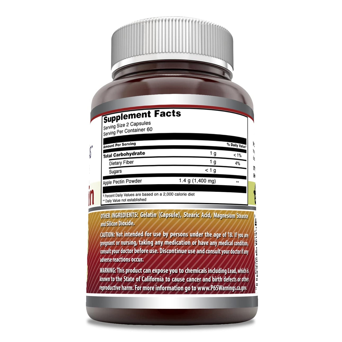 Amazing Formulas Apple Pectin 1400 mg – 120 Capsules | Non-GMO, Gluten Free, Made in USA