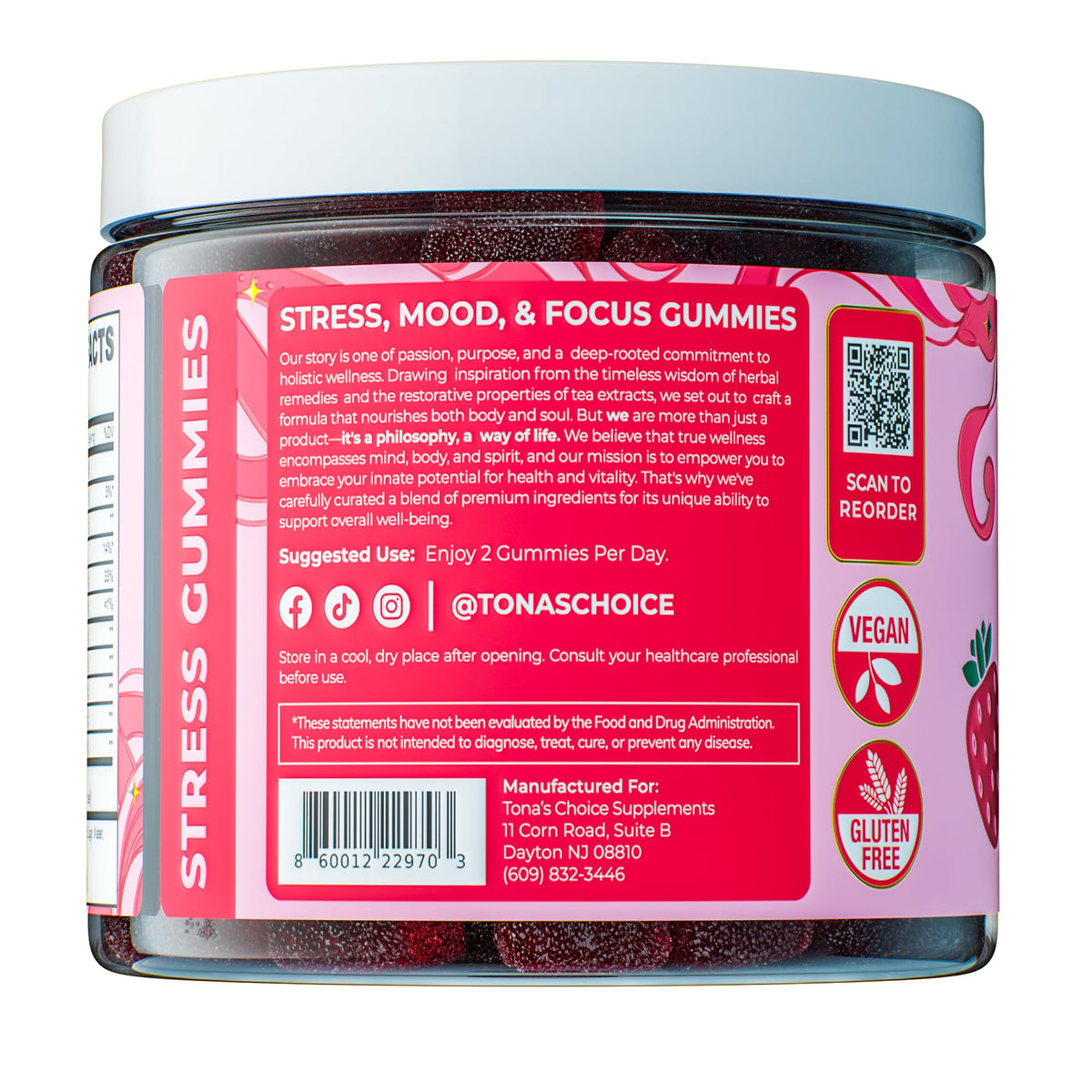 Stress Relief Supplements for Women & Kids — L-Theanine GABA, Rhodiola & Magnesium Gummies
