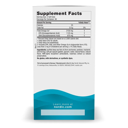 Nordic Naturals Ultimate Omega 2X Lemon Flavor – High-Potency Omega-3, 180 Soft Gels (EPA & DHA)