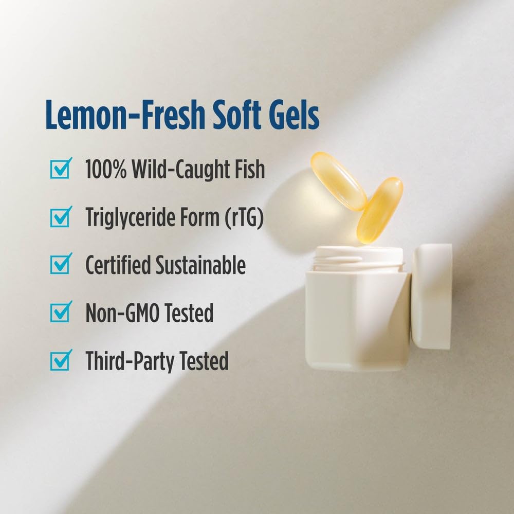 Nordic Naturals Ultimate Omega 2X Lemon Flavor – High-Potency Omega-3, 180 Soft Gels (EPA & DHA)