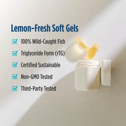 Nordic Naturals Ultimate Omega 2X Lemon Flavor – High-Potency Omega-3, 180 Soft Gels (EPA & DHA)