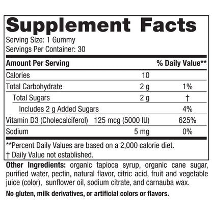 Nordic Naturals Vitamin D3 5000 Gummies – Passion Fruit (30 Servings) | Vegetarian & Non-GMO