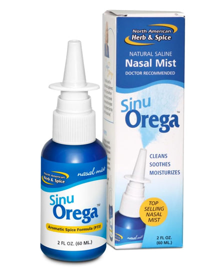 SinuOrega Nasal Spray by North American Herb & Spice — 2 fl oz Pack of 2, All-Natural Oregano Oil & Sage, Non-GMO