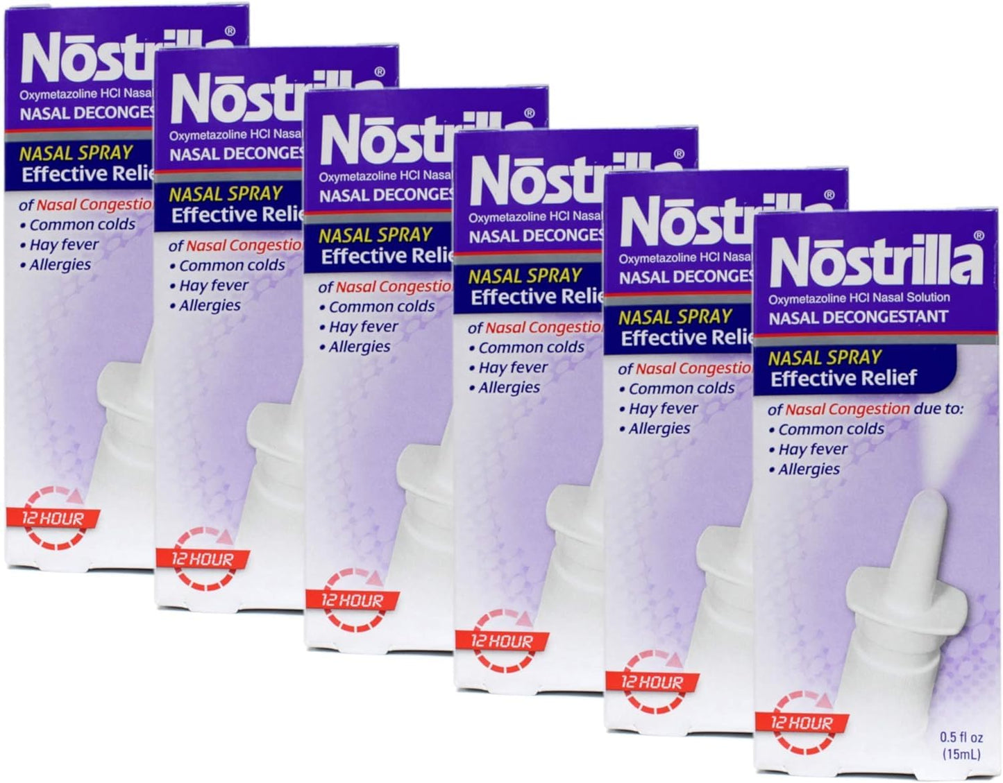 Nostrilla Nasal Decongestant Spray 0.5 oz – Stuffy Nose Relief (6 Pack)