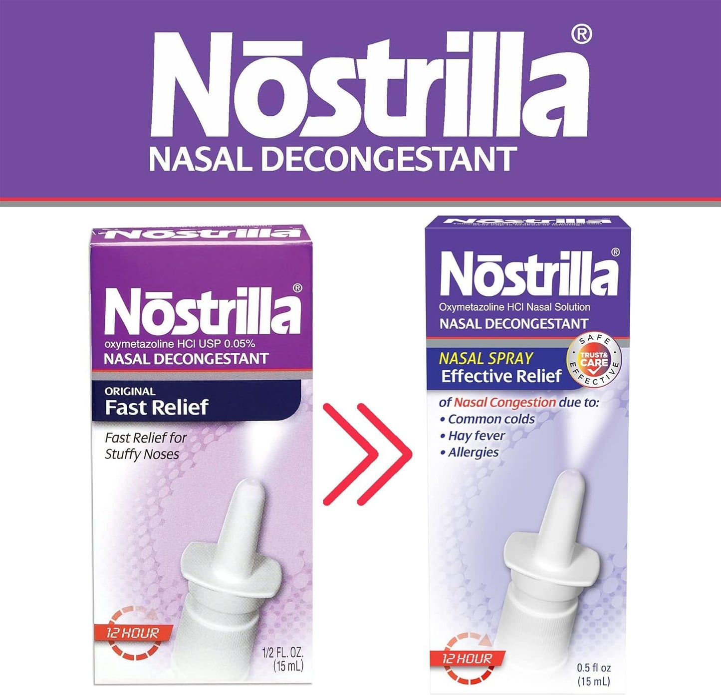 Nostrilla Nasal Decongestant Spray 0.5 oz – Stuffy Nose Relief (6 Pack)