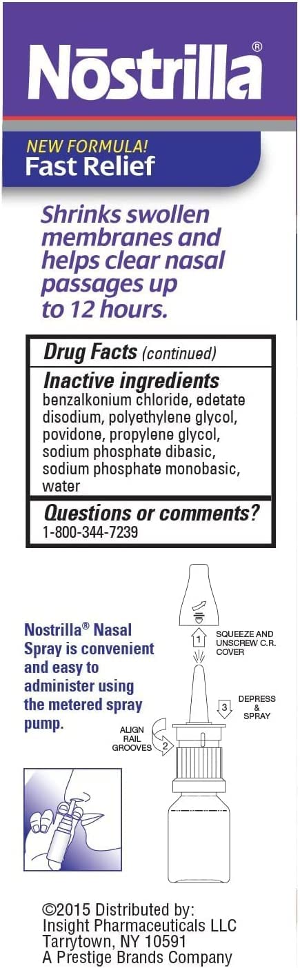 Nostrilla Nasal Decongestant Spray 0.5 oz – Stuffy Nose Relief (6 Pack)