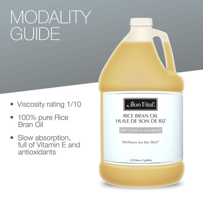 Bon Vital' Rice Bran Oil | 100% Pure Cold-Pressed Carrier Oil for Massage & Skin | 1 Gallon