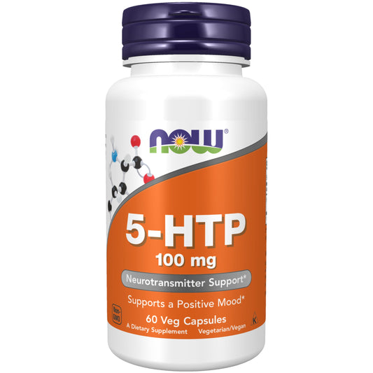 NOW Foods 5-HTP 100 ملجم، 60 كبسولة نباتية | دعم الناقلات العصبية والمزاج