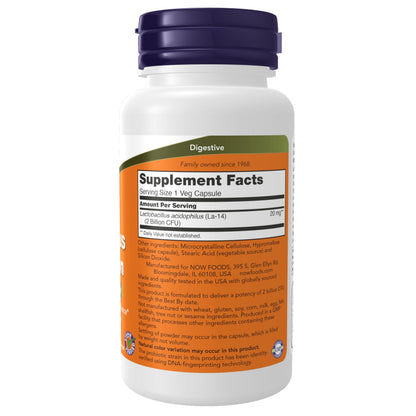 NOW Foods Acidophilus Two Billion Probiotic | Strain Verified, 2B CFU, 100 Veg Capsules