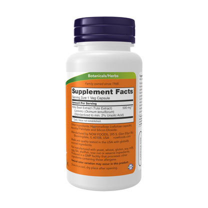 NOW Foods Holy Basil Extract 500 mg - 90 Veg Caps | Adaptogenic Tulsi Supplement