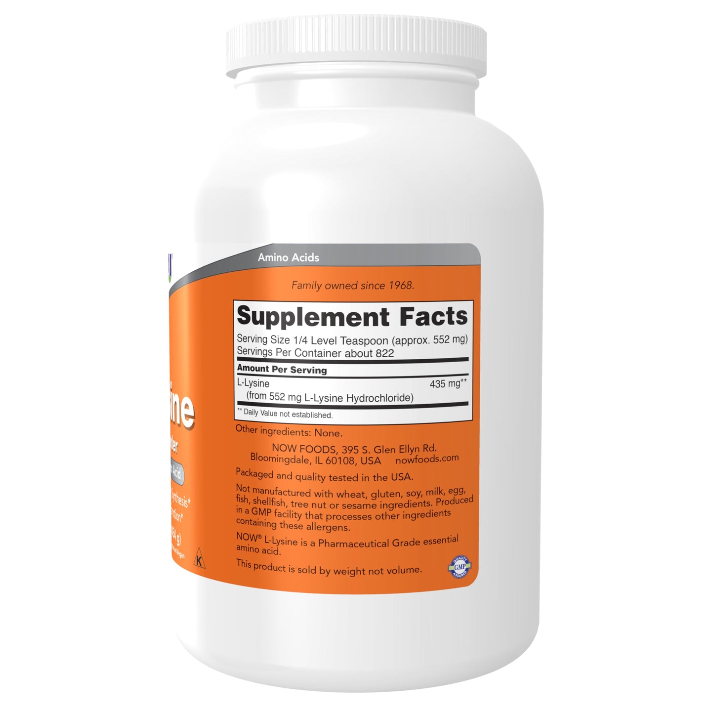 NOW Foods L-Lysine (L-Lysine Hydrochloride) Powder 1 lb – Supports Collagen Synthesis