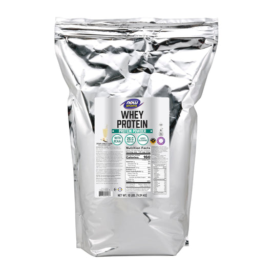 NOW Foods Whey Protein with BCAAs, Creamy Vanilla, 26 g Protein per Serving - 10 lb