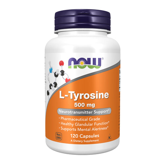 NOW Supplements L-Tyrosine 500 mg – Supports Mental Alertness & Neurotransmitter Health | 120 Capsules