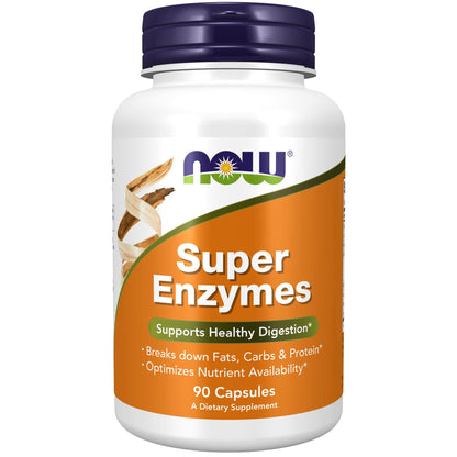 NOW Supplements Super Enzymes 90 Capsules – Bromelain, Ox Bile, Pancreatin & Papain