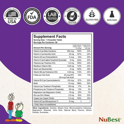 NuBest Tall Kids Vitamins for Ages 2-9 – Bone Strength, Immunity & Growth