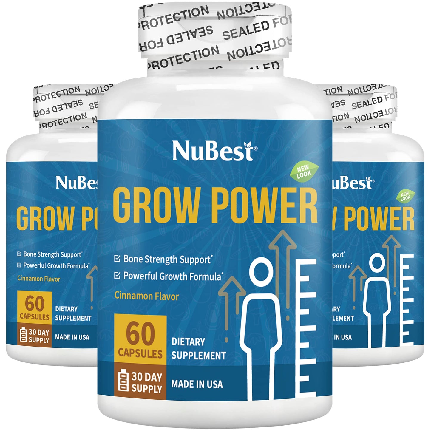 NuBest Grow Power: Calcium & Magnesium with Vitamin D3, B6, Zinc | Strong Bones for Ages 10+ | Pack 3