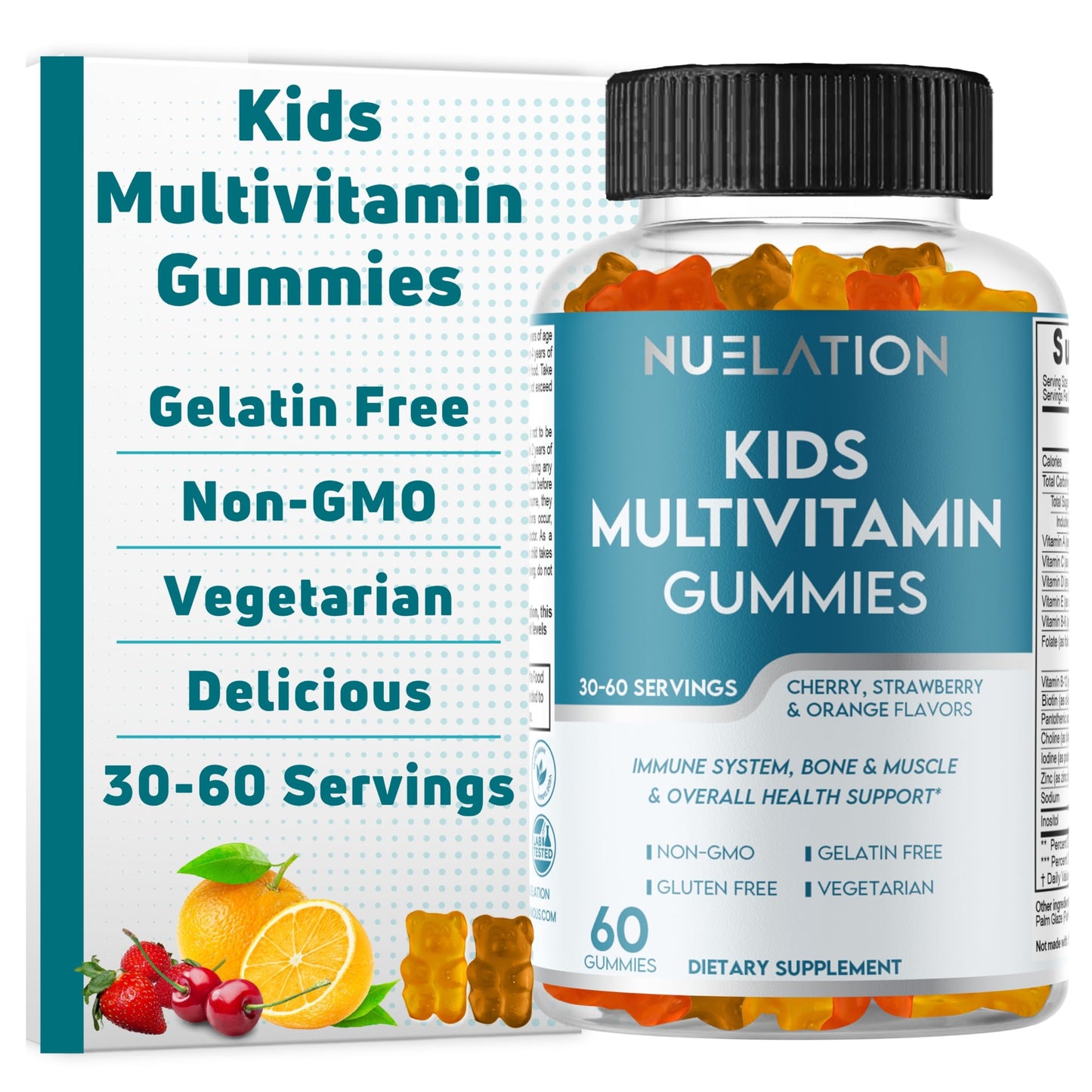 NUELATION Kids Multivitamin Gummies – 30-60 Day Supply, 14 Vitamins | Non-GMO, Gelatin-Free